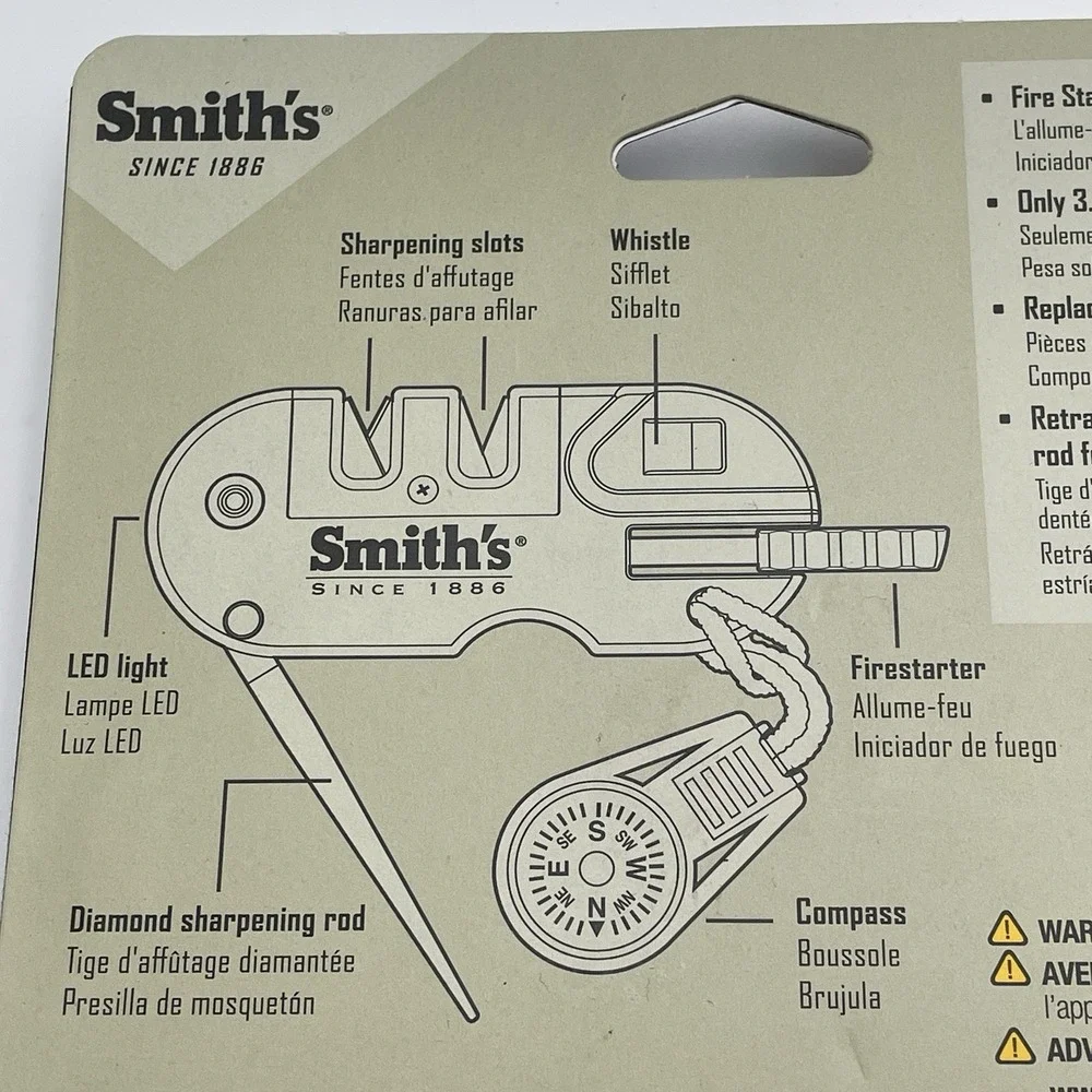 Smith's Sharpeners Pocket Pal X2 50364 Sharpener and Survival Tool. 3 3/8